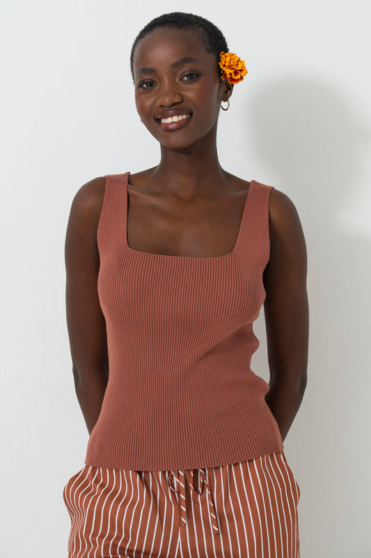 Knit Square Neck Tank Top