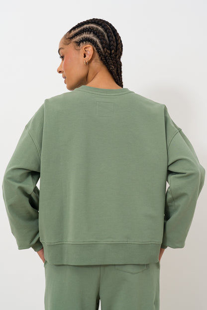 Short Crew Neck Sweat Top