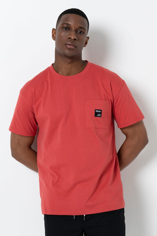 Oversized Pocket T-Shirt - Red