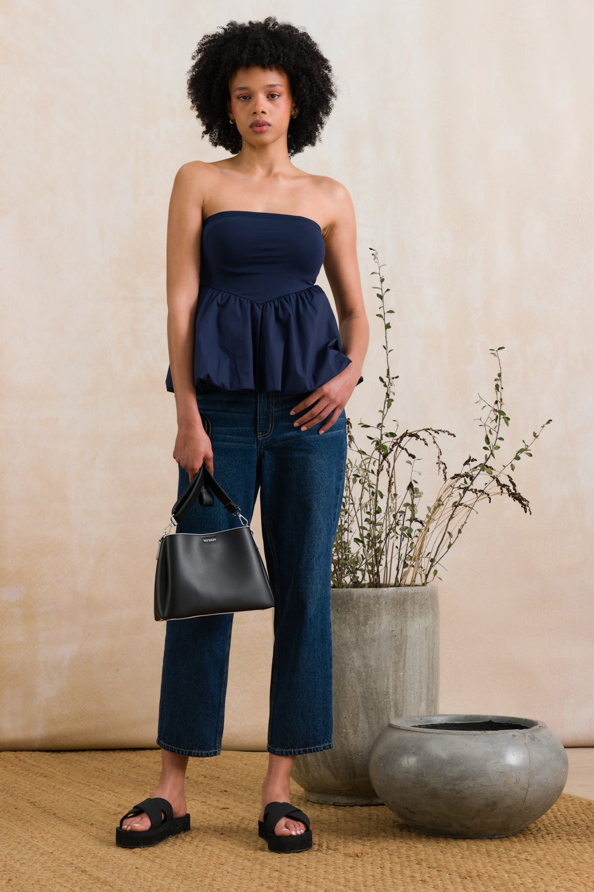 Bandeau Peplum Bubble Hem Combo Top