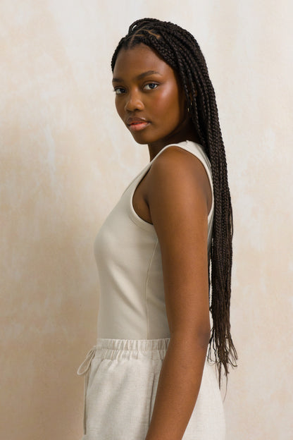 Fitted Ribbed Scoop Neck Tank