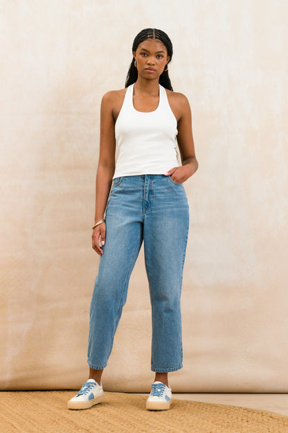 Halter Neck Ribbed Top