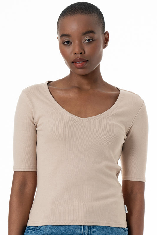 Ribbed V-Neck Top
