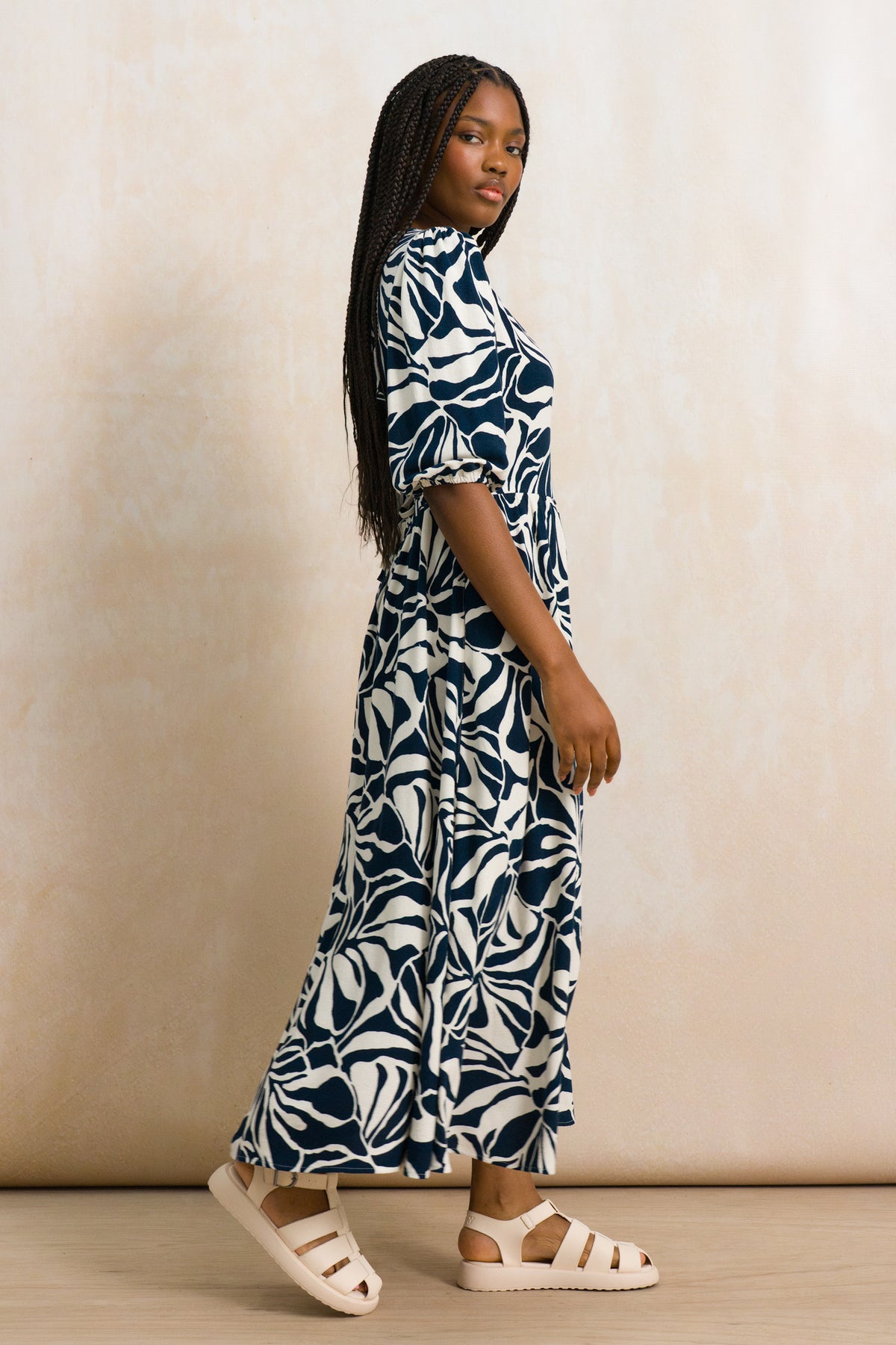 Puff Sleeve Midi Dress