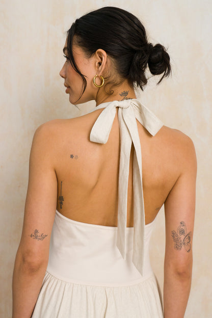 Halterneck Combo Dress