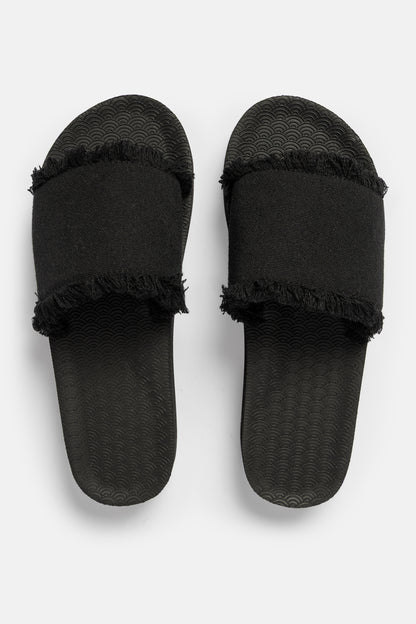 Platform Frayed Slide Sandals