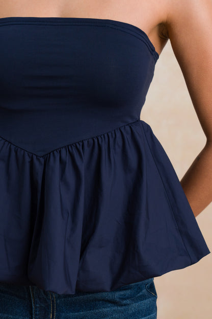 Bandeau Peplum Bubble Hem Combo Top