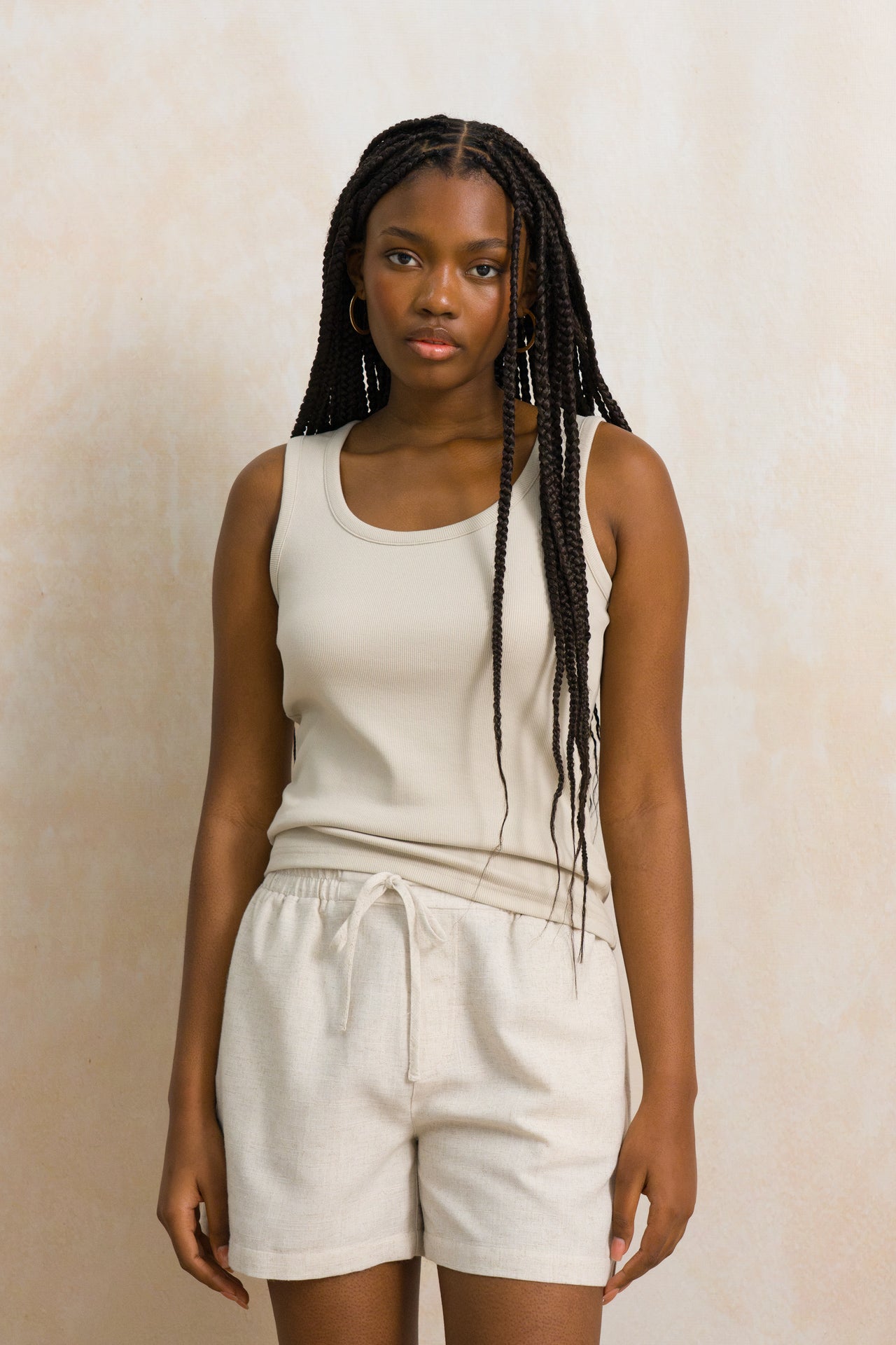 Fitted Ribbed Scoop Neck Tank