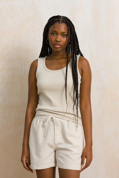 Fitted Ribbed Scoop Neck Tank