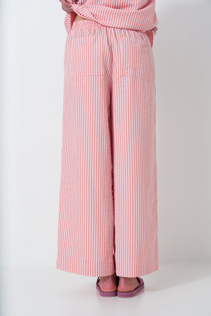 Wide Leg Seersucker Pants