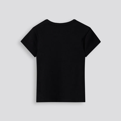 Girls Ribbed Tee Black