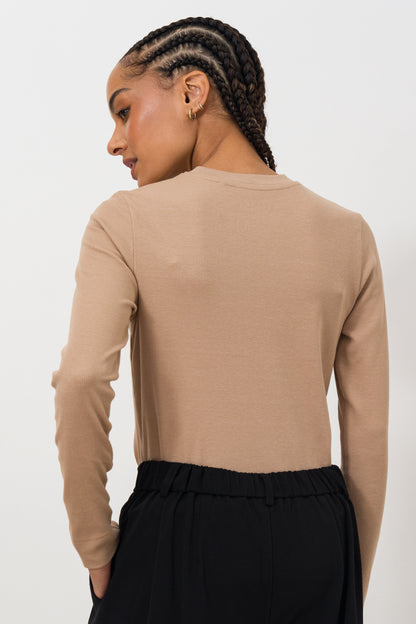 Fitted long sleeve rib tee