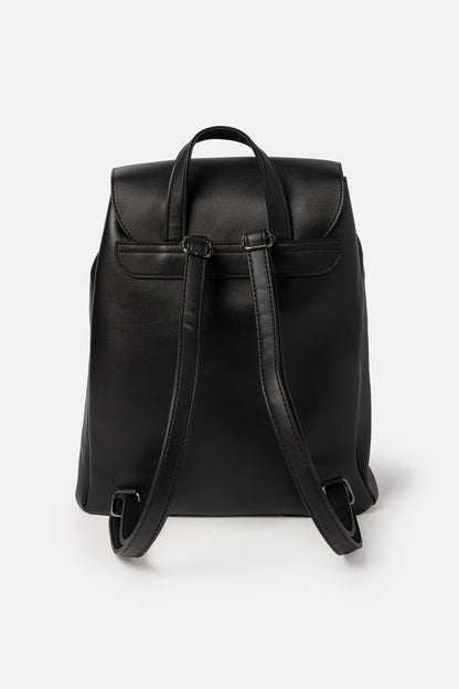 Faux Leather Flap Backpack