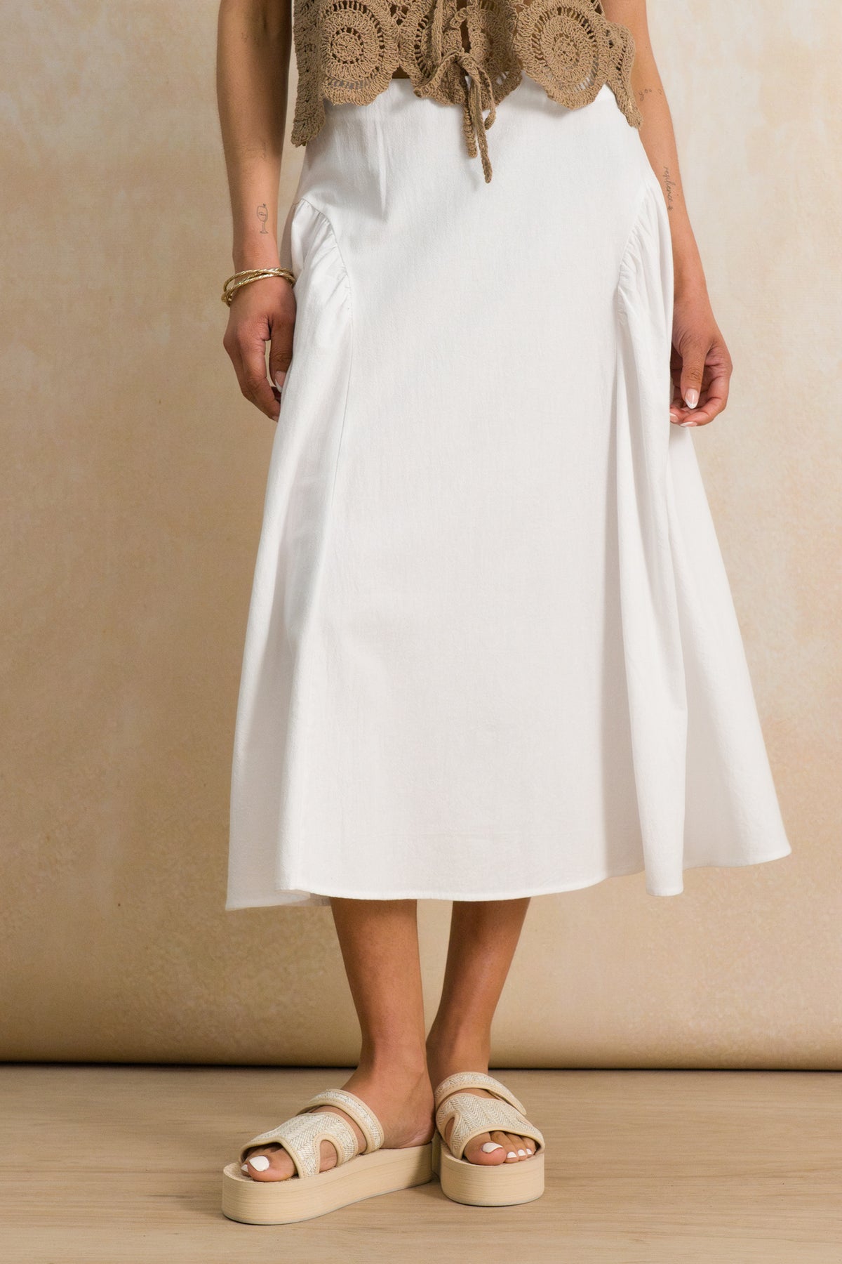 Cutline Midi Skirt