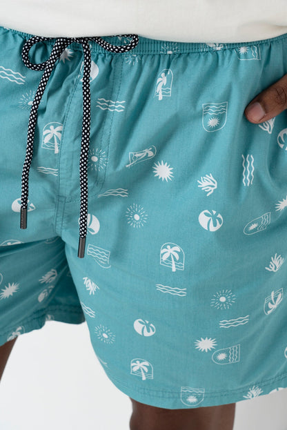 Scenic Print Pool Shorts