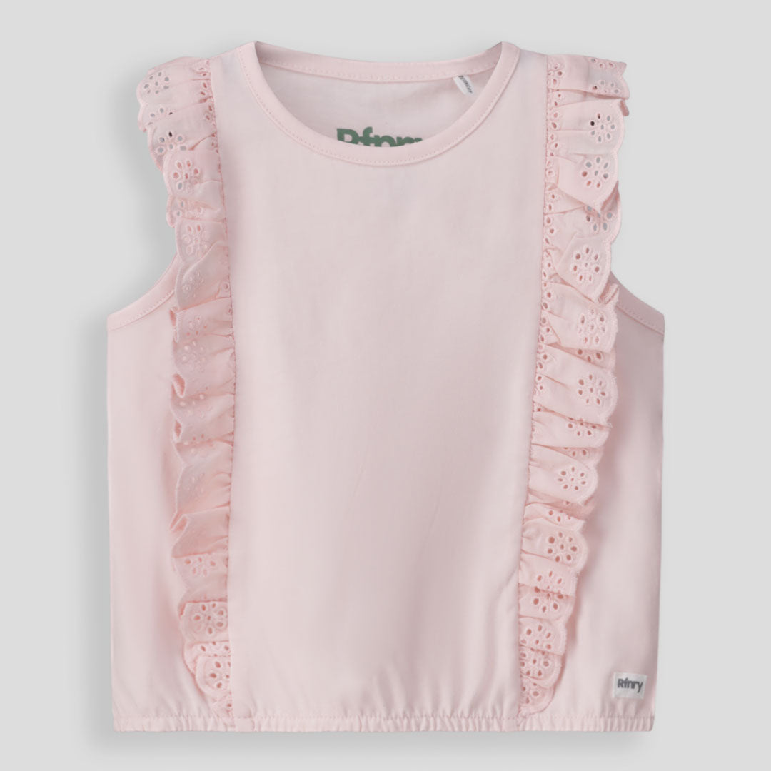 Girls Frill Tee Light Pink