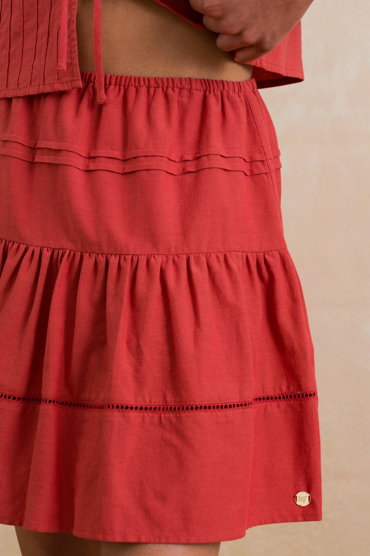 Short Ladder Lace A-line Skirt
