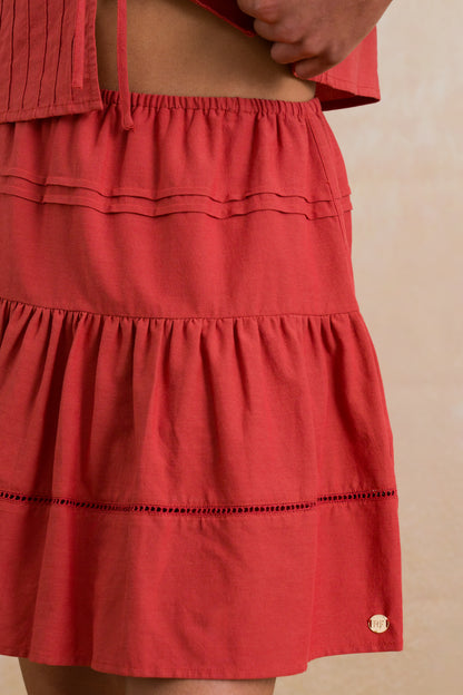 Short Ladder Lace A-line Skirt