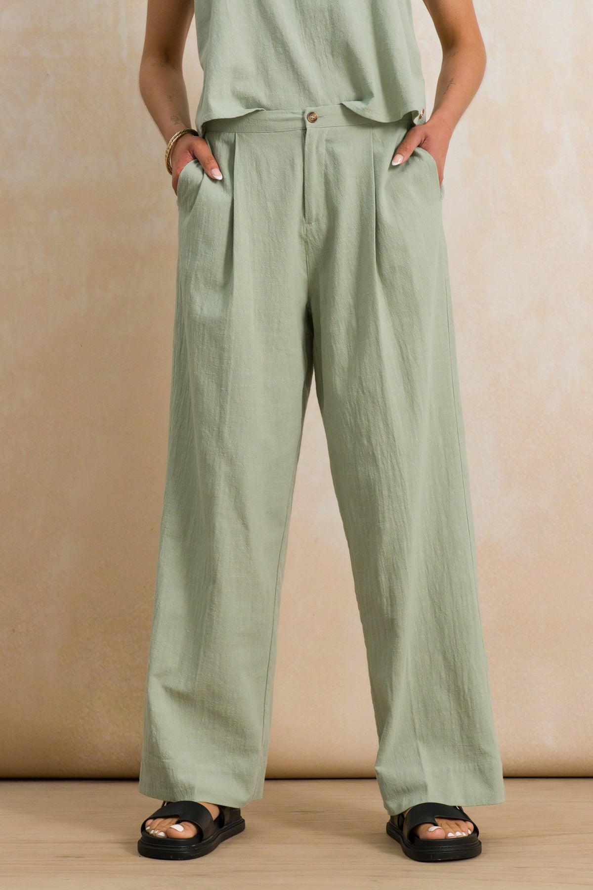 Hi Rise Structured Pants
