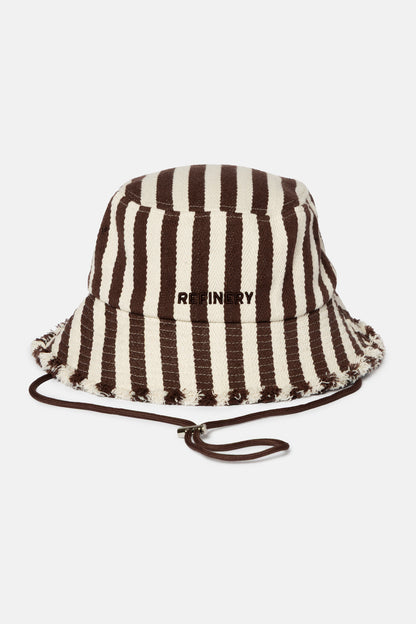 Stripe Frayed Bucket Hat