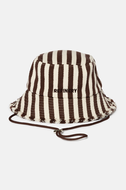 Stripe Frayed Bucket Hat