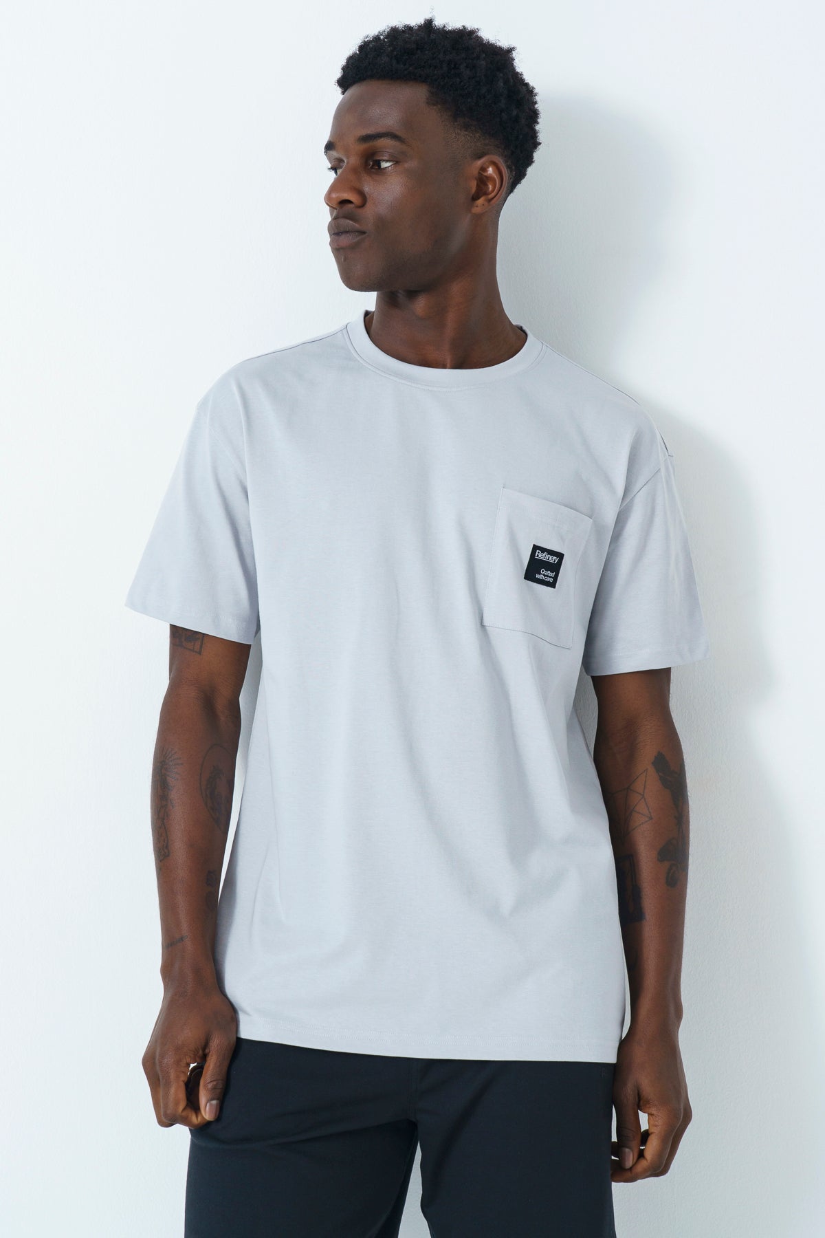 Oversized Pocket T-shirt - Light Grey from REFINERY – Refinery