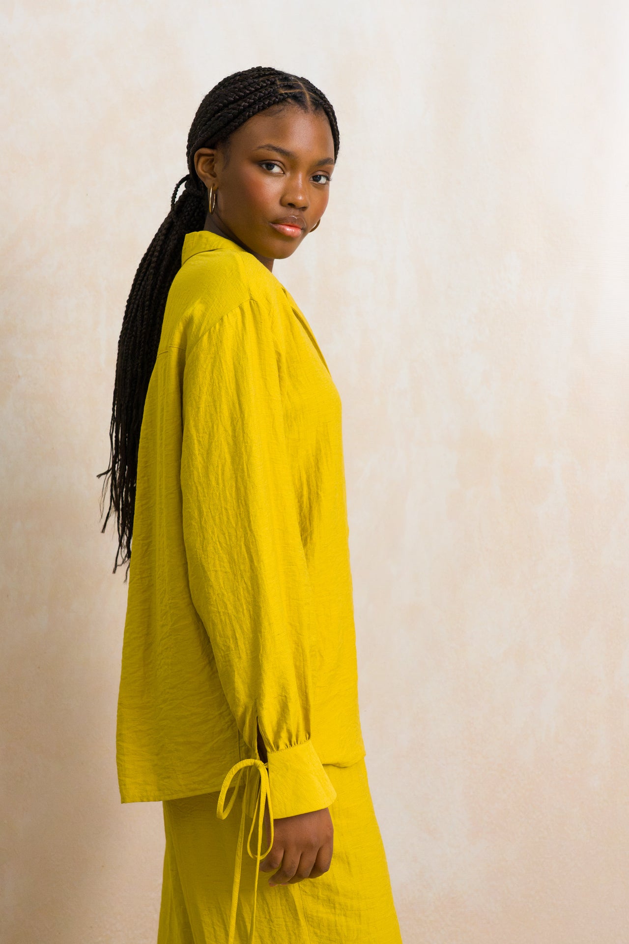 Relaxed Fit Tie Cuff Shirt