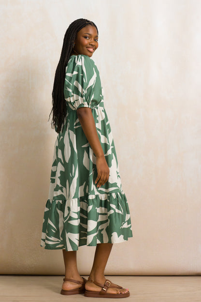 Relaxed V-Neck Midi Dress