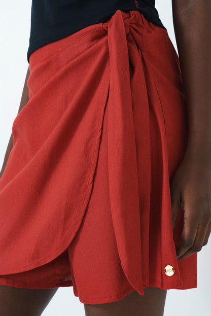 Front Tie Skort - Red