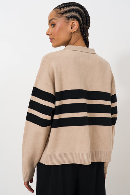 Split Collar Striped Jumper