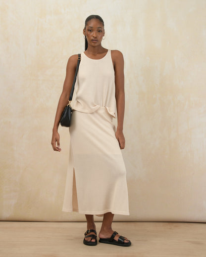 Fitted Textured Midi Skirt