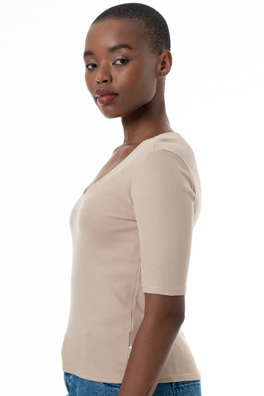 Ribbed V-Neck Top