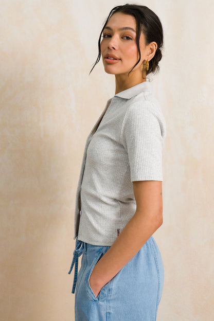 Button Through Ribbed Golfer