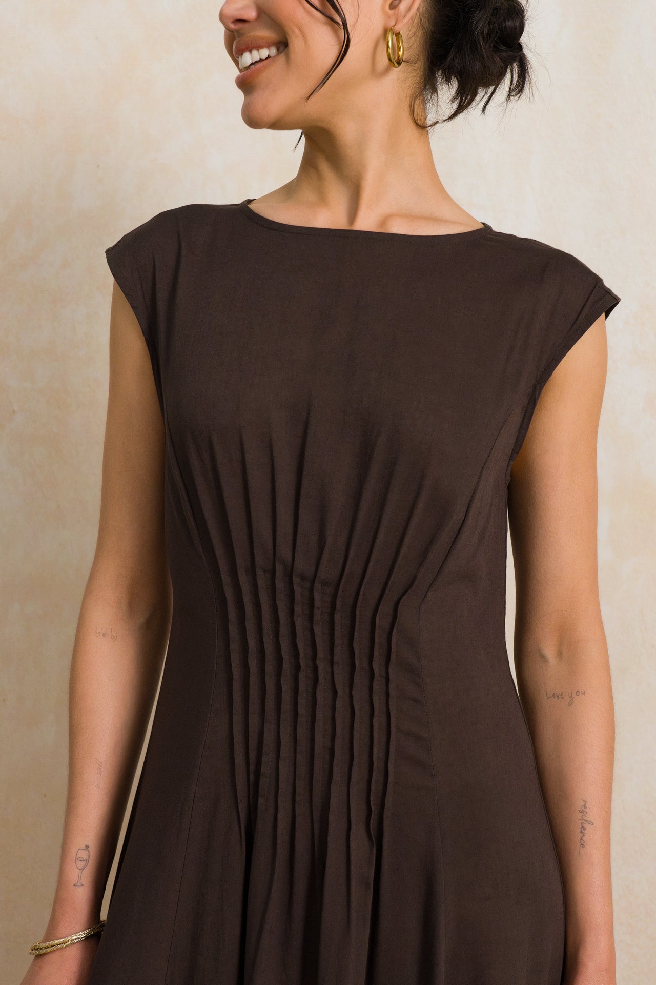Fit and Flare Pintuck Dress
