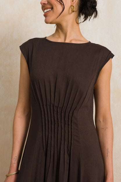 Fit and Flare Pintuck Dress