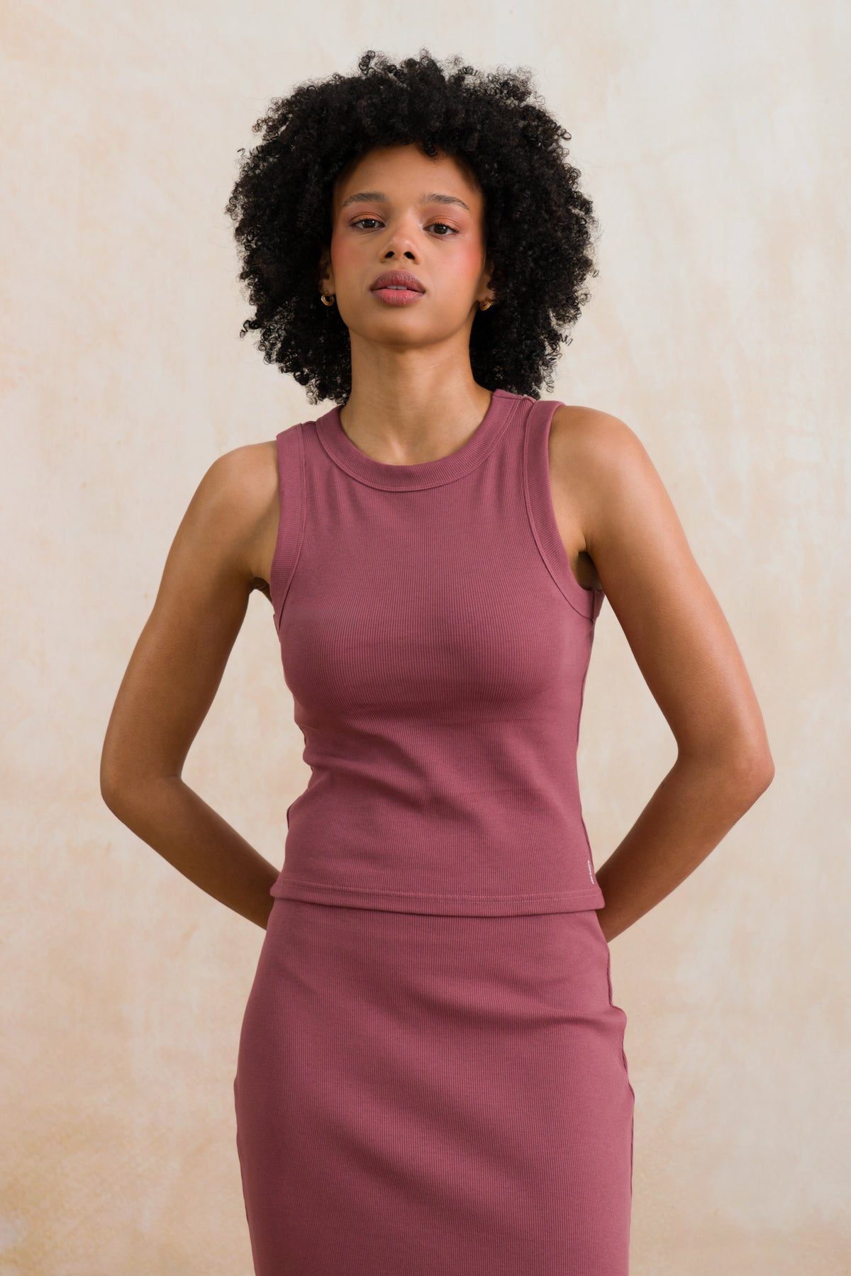 High Neck Ribbed Tank