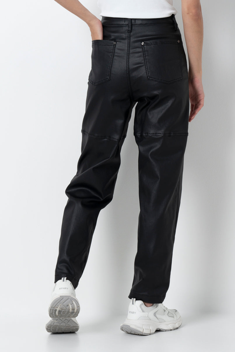 Straight Leg Black PU Pants