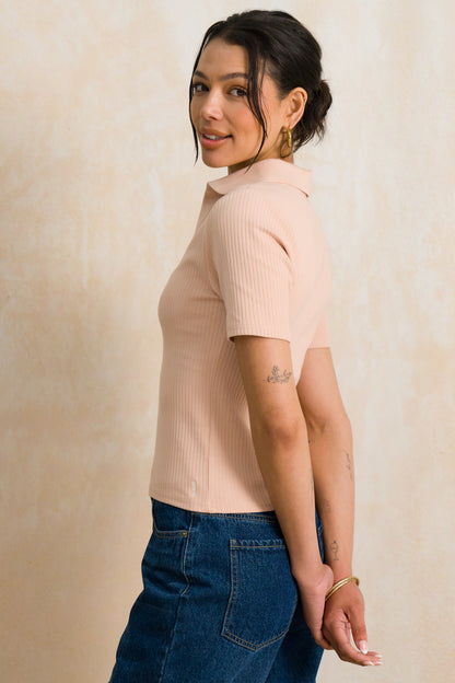 Split Collar Ribbed Golfer