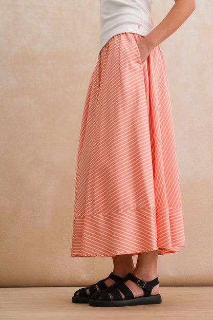 A-line Stripe Midi Skirt