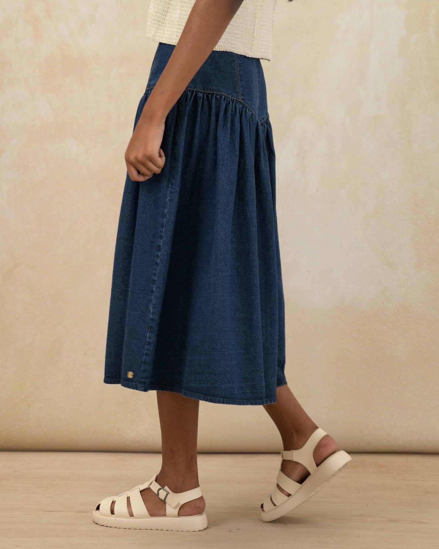 Basque Waist Denim Skirt