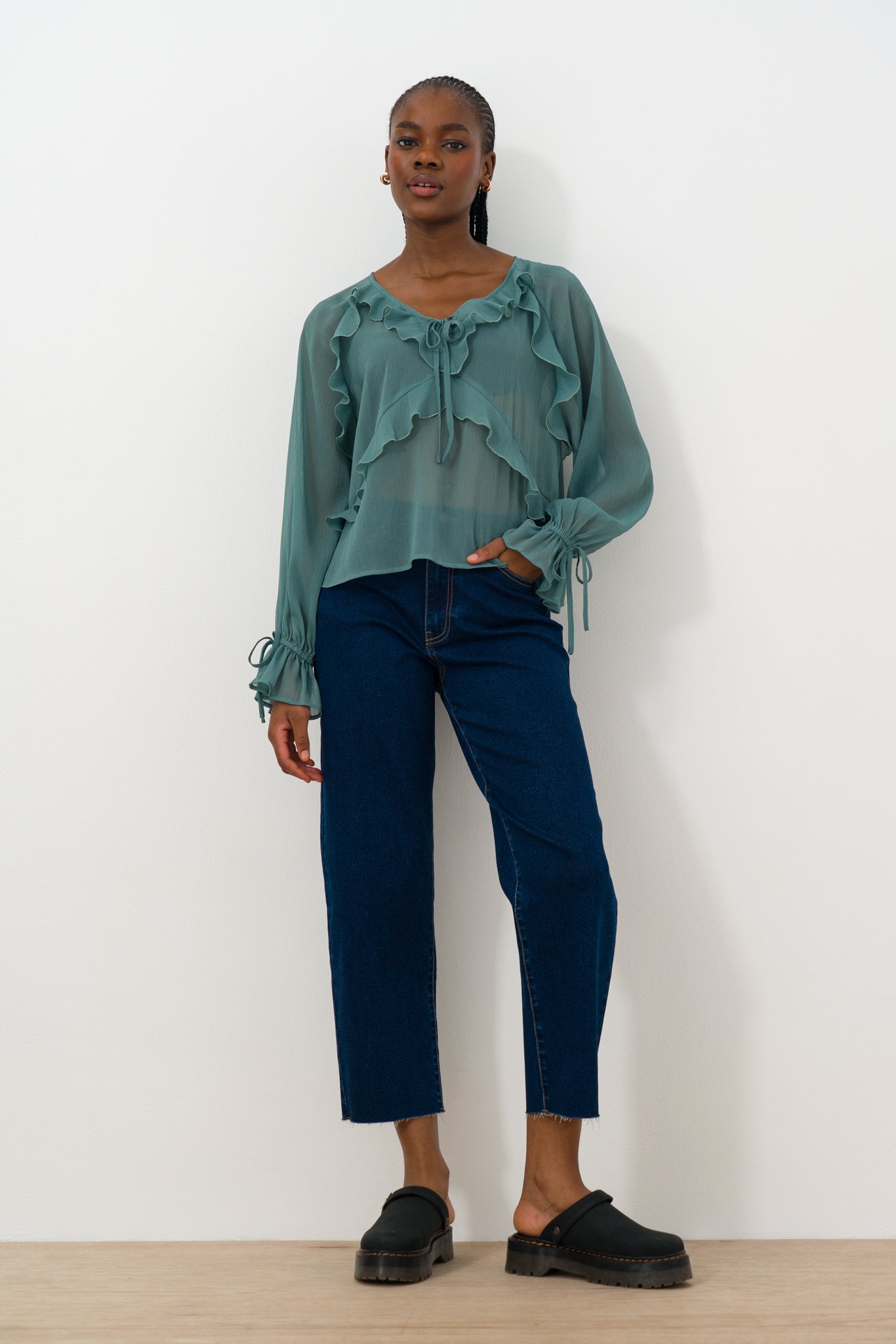 Sheer V-neck Blouse