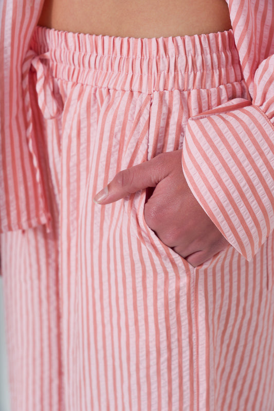 Wide Leg Seersucker Pants