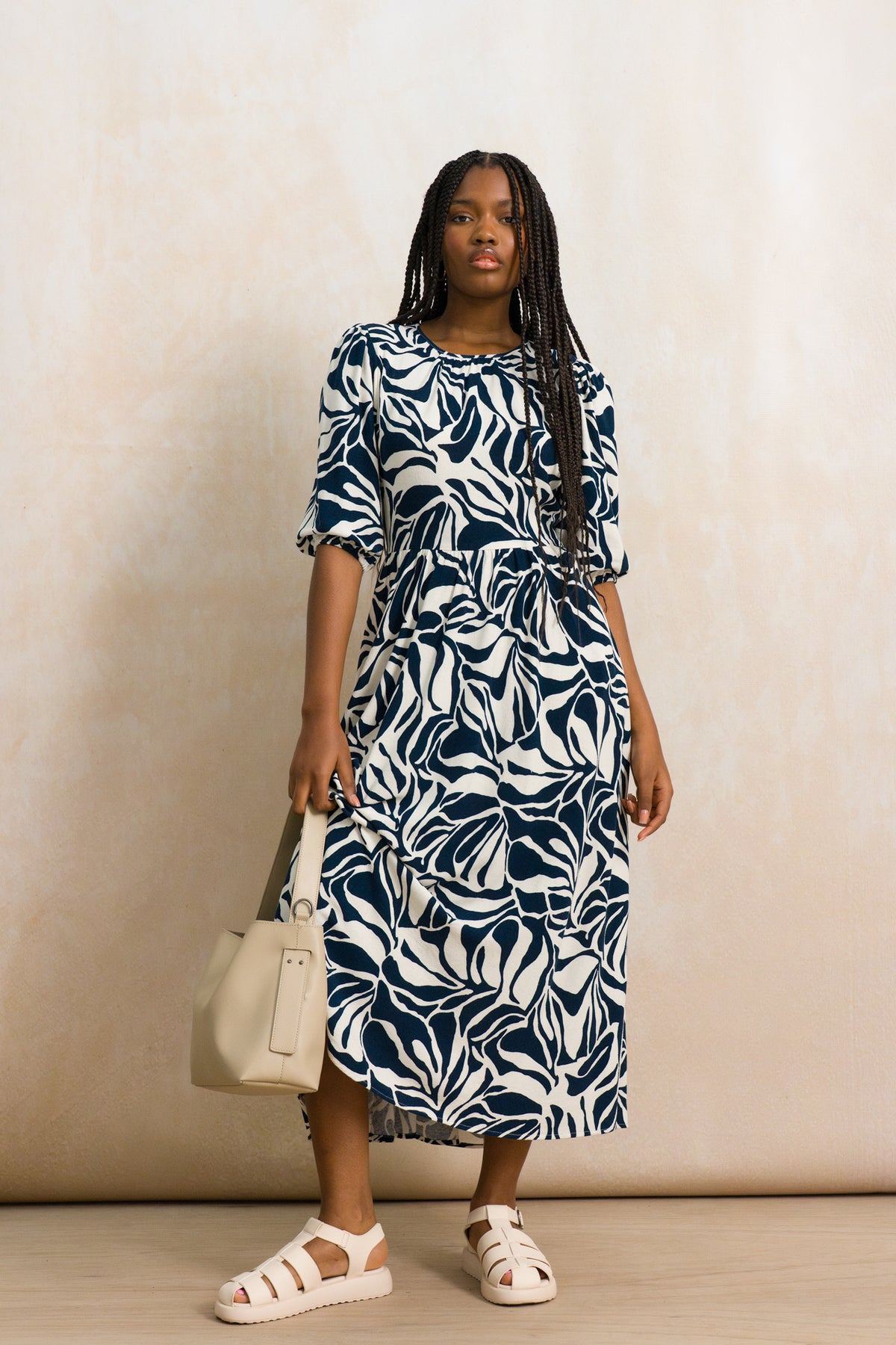 Puff Sleeve Midi Dress