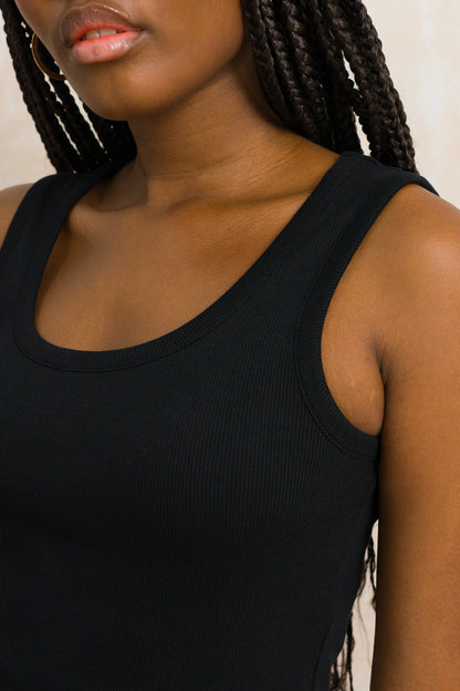 Fitted Ribbed Scoop Neck Tank