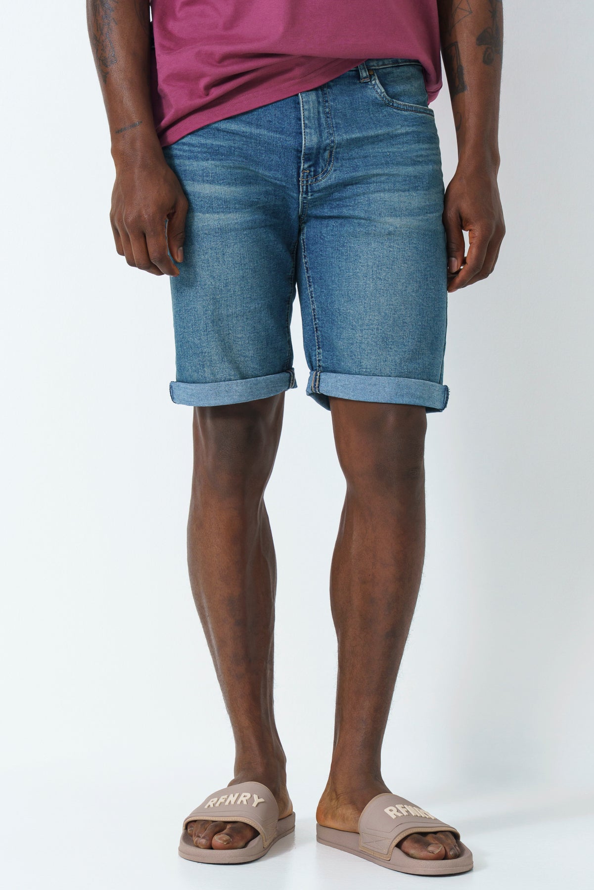 Mid Wash Denim Shorts