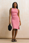 Striped Bodycon Ribbed Midi Dress