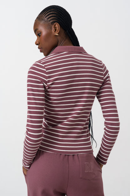 Rib Split-Collar Top