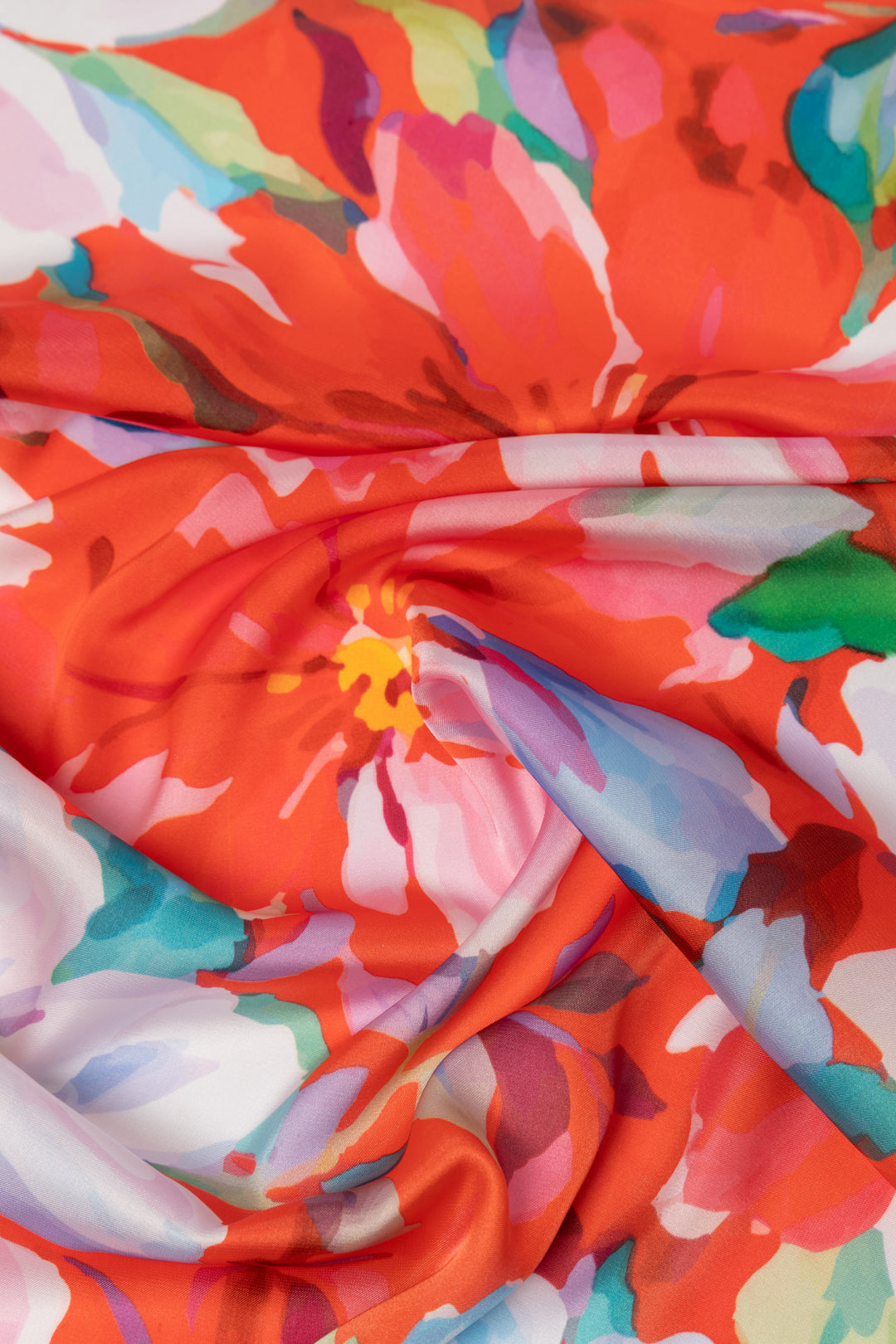 Bold Red Flower Satin Scarf