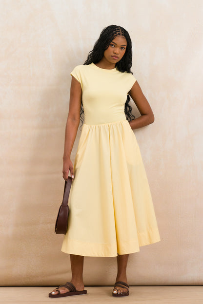 Cap Sleeve Midi Combo Dress