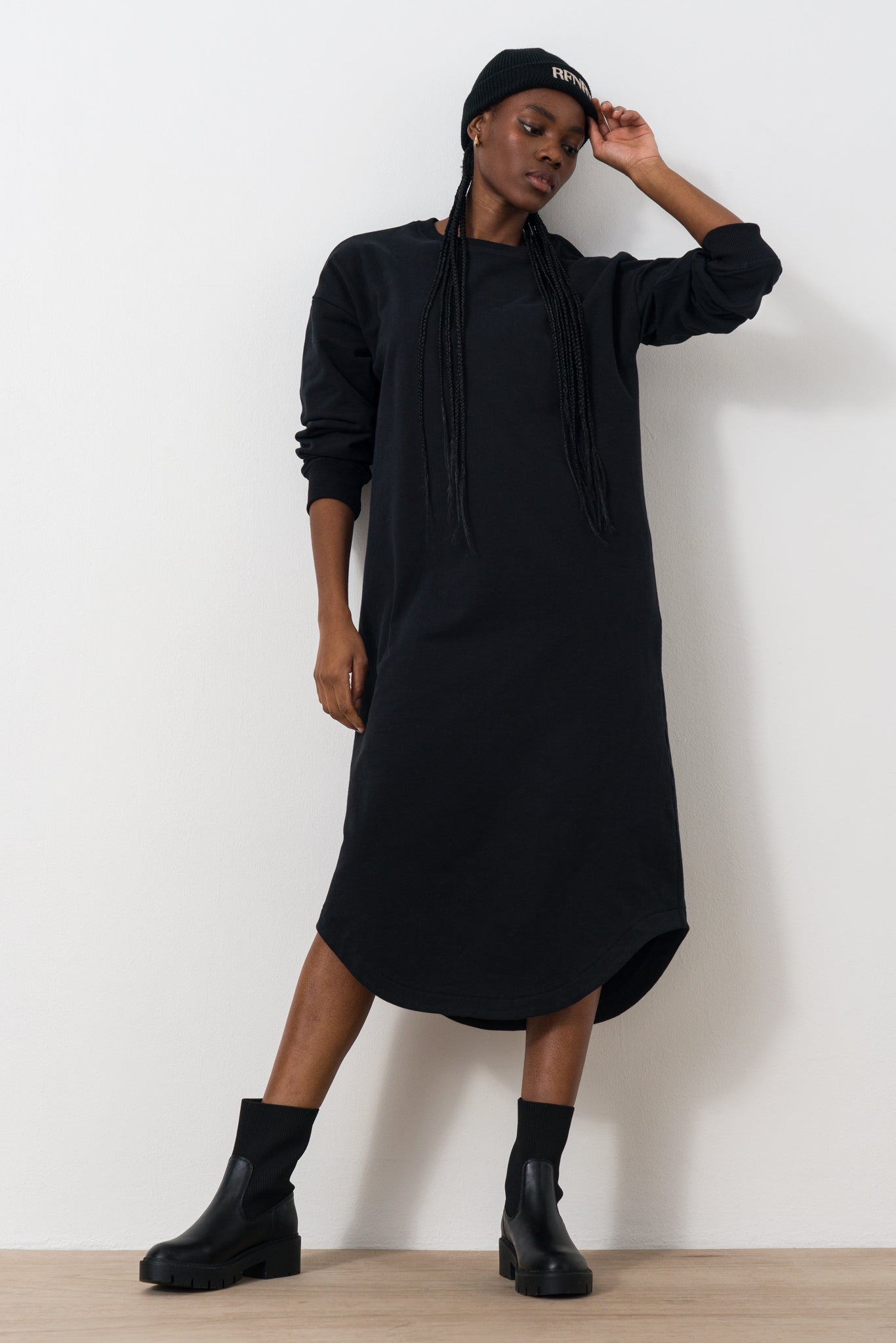 Scoop Hem Sweat Dress